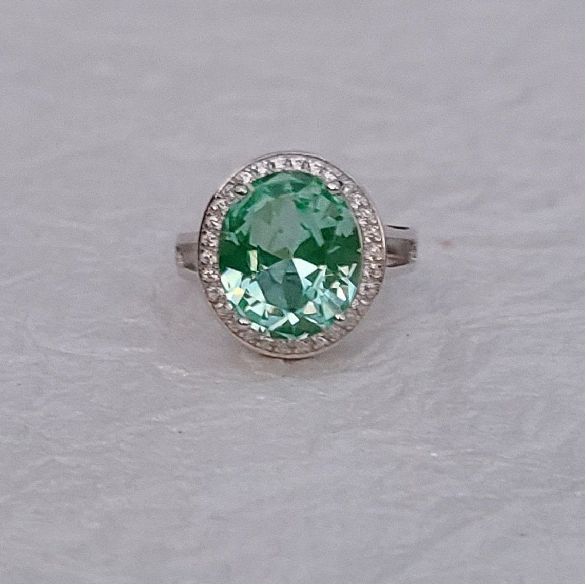 Green Spinel ring-Synthetic Spinel Rhodium plated ring-Spinel | Etsy