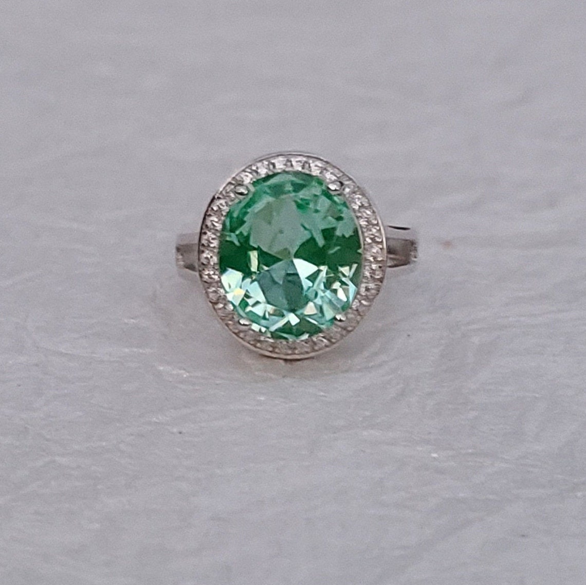 Green Spinel ringSynthetic Spinel Rhodium plated ringSpinel Etsy