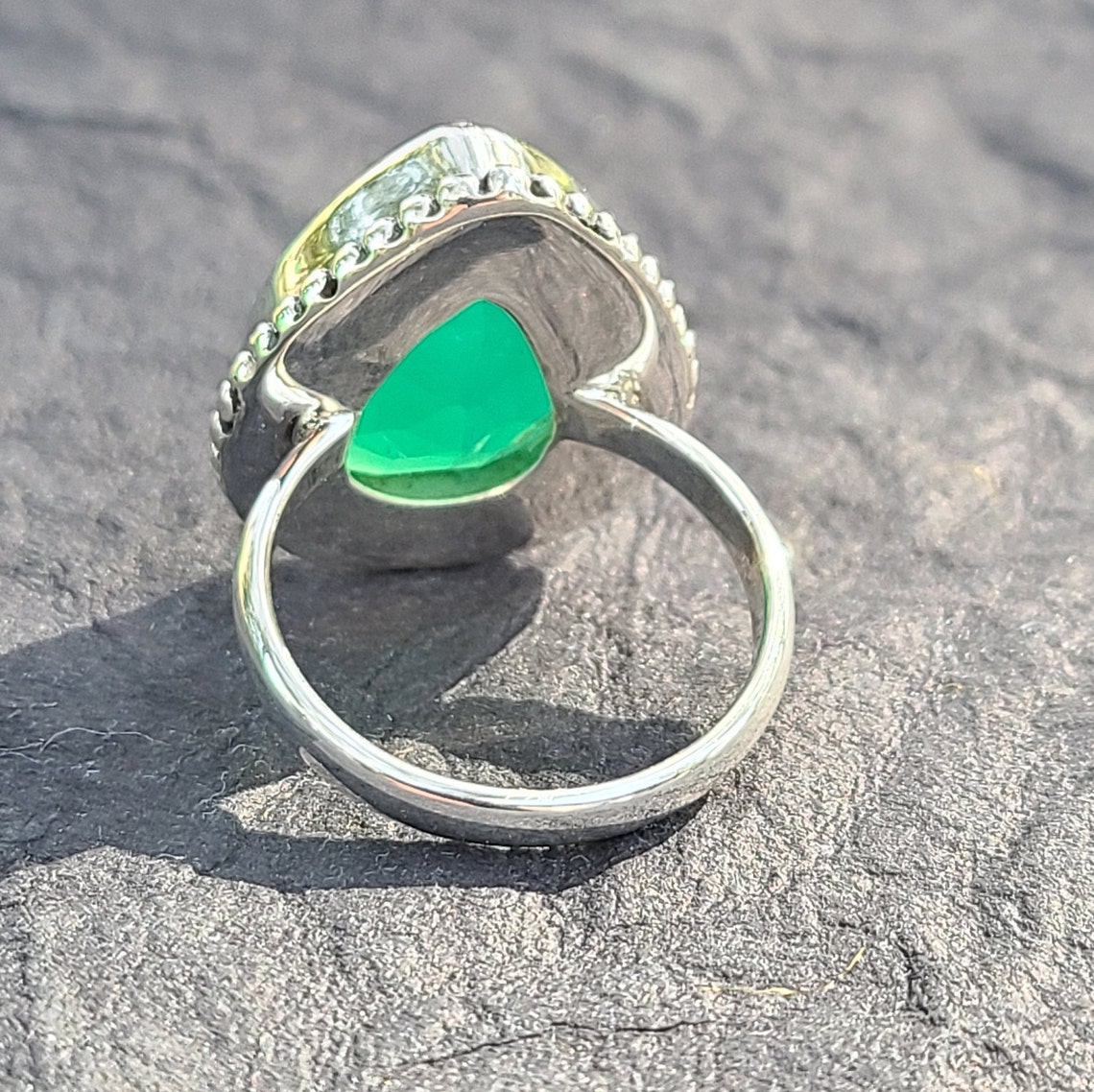 Natural Green Onyx Ring in Sterling SilverGreen Onyx Etsy