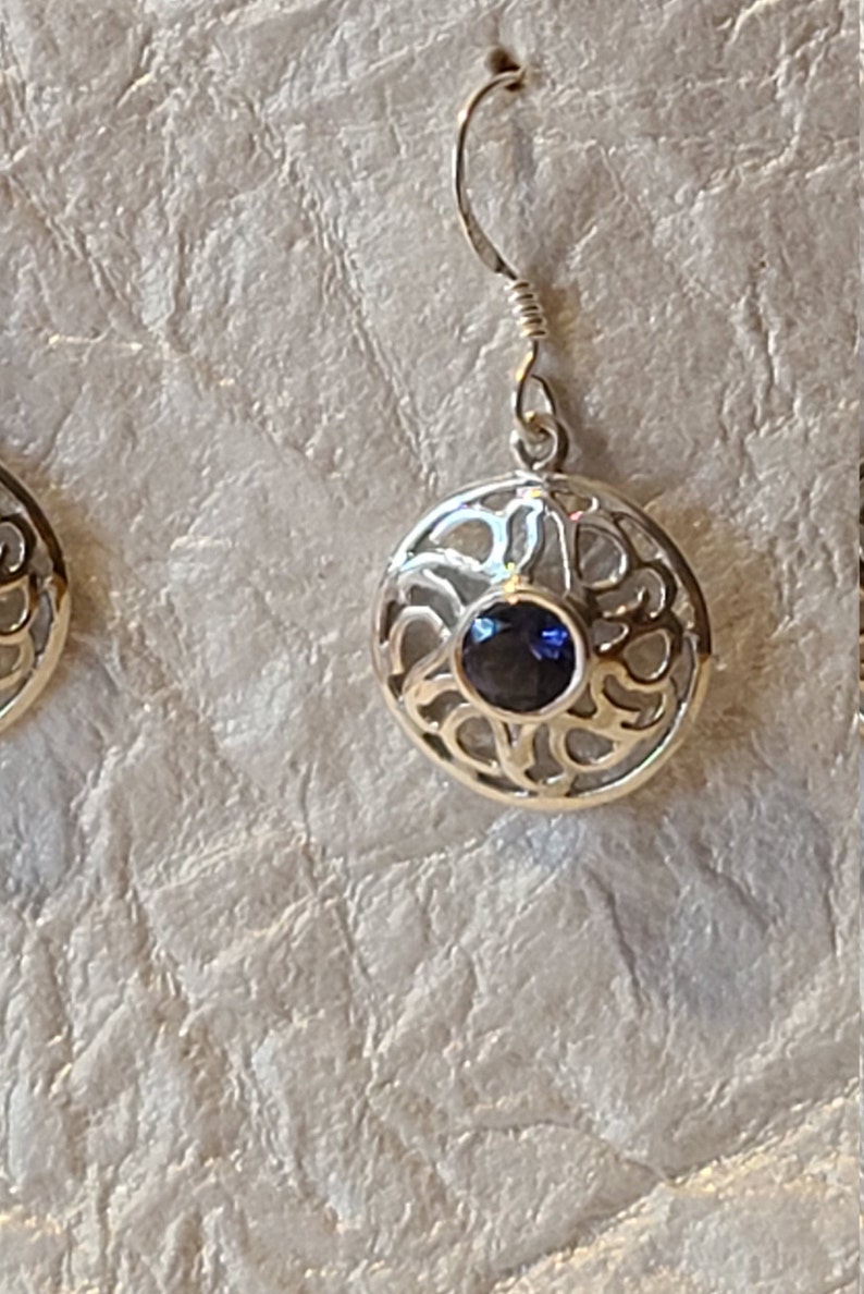 Iolite Earrings in Sterling Silver-Gemstone Earrings-Silver Earrings-Gemstone jewelry-Women Earrings-Dangle and Drop Earrings-Special Gift