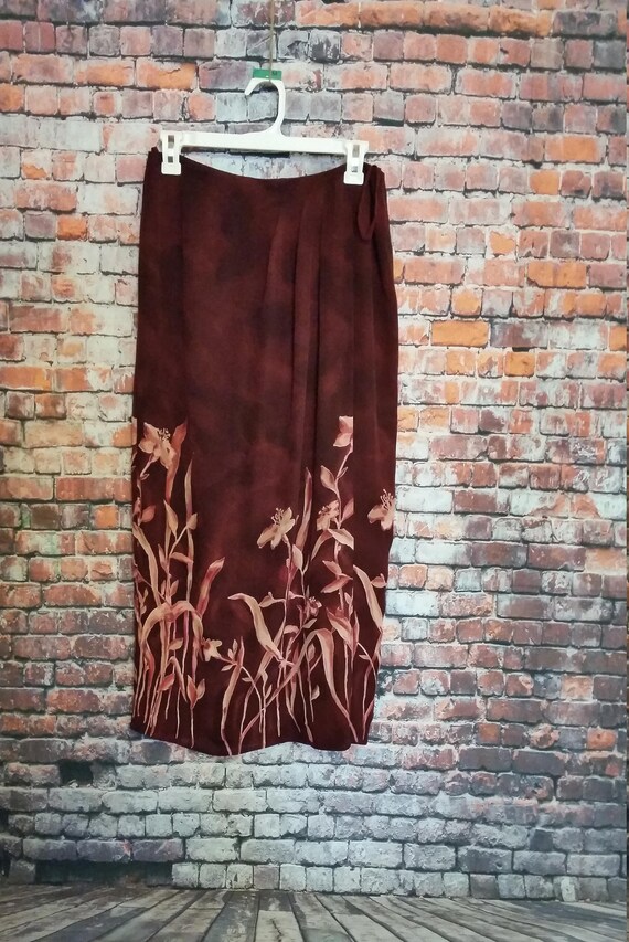 90's Skirt, Long skirt, 100% Silk, Katherine Kelly