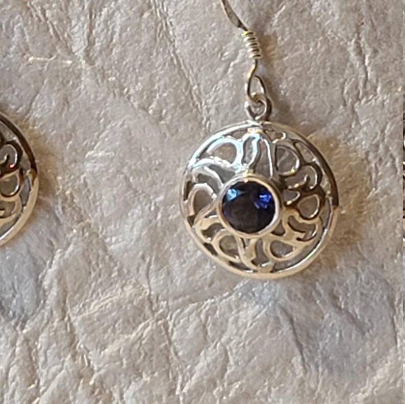 Iolite Earrings in Sterling Silver-Gemstone Earrings-Silver Earrings-Gemstone jewelry-Women Earrings-Dangle and Drop Earrings-Special Gift