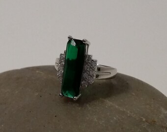 Lab Green Tourmaline&Topaz Ring Size 7