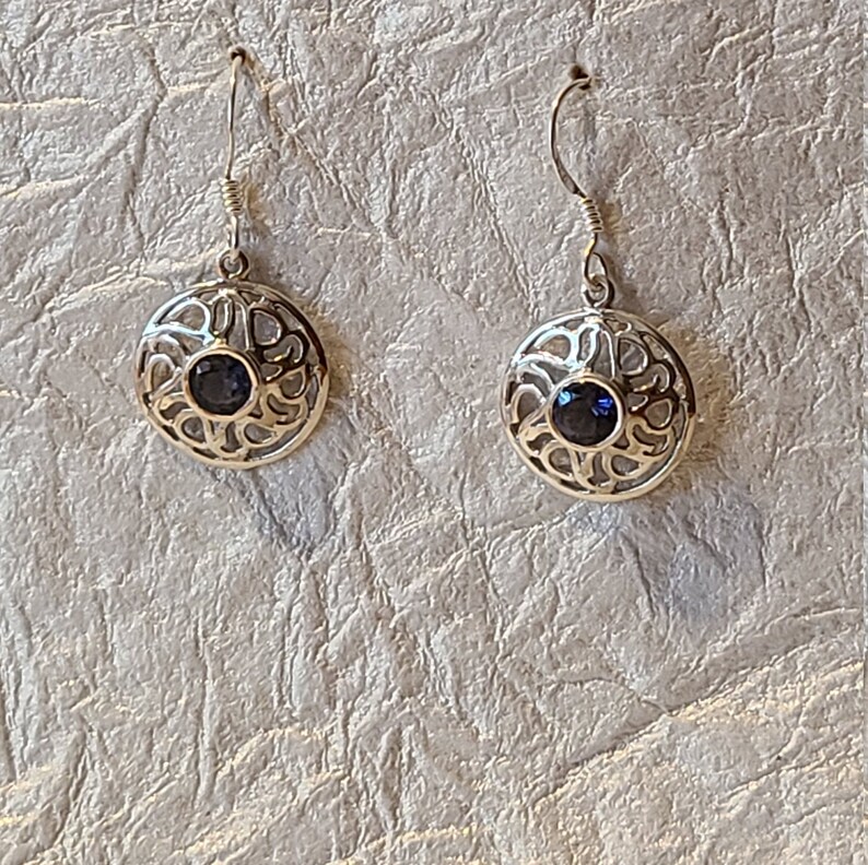 Iolite Earrings in Sterling Silver-Gemstone Earrings-Silver Earrings-Gemstone jewelry-Women Earrings-Dangle and Drop Earrings-Special Gift