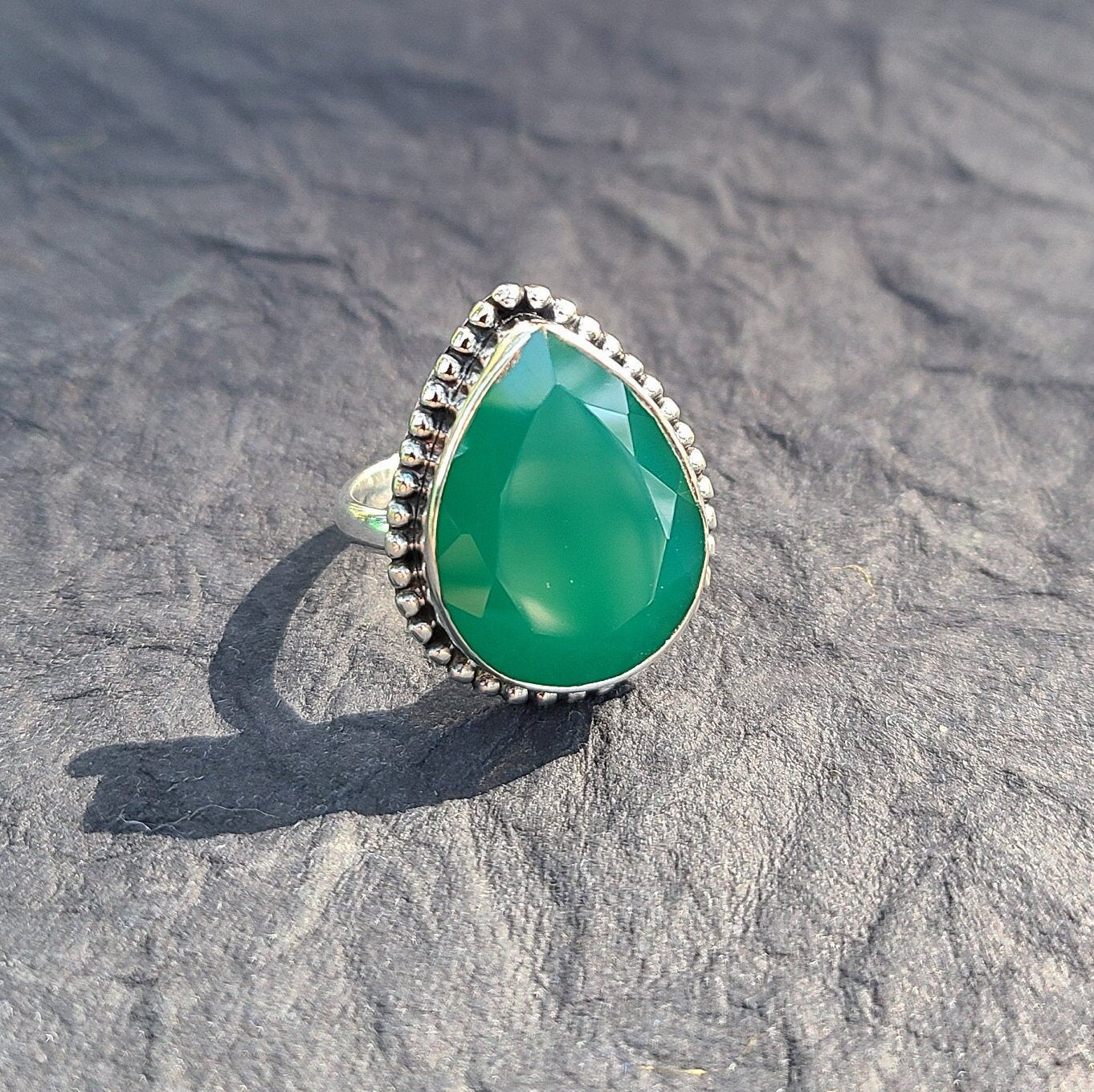 Natural Green Onyx Ring in Sterling SilverGreen Onyx Etsy