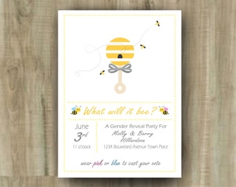 Honey Bee Gender Reveal Party Invitation PRINTABLE