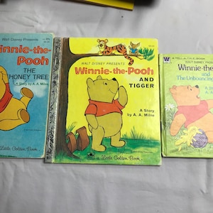 Vintage Collectible Walt Disney Golden Books, Set of Three Favorite Winnie-the-Pooh Books