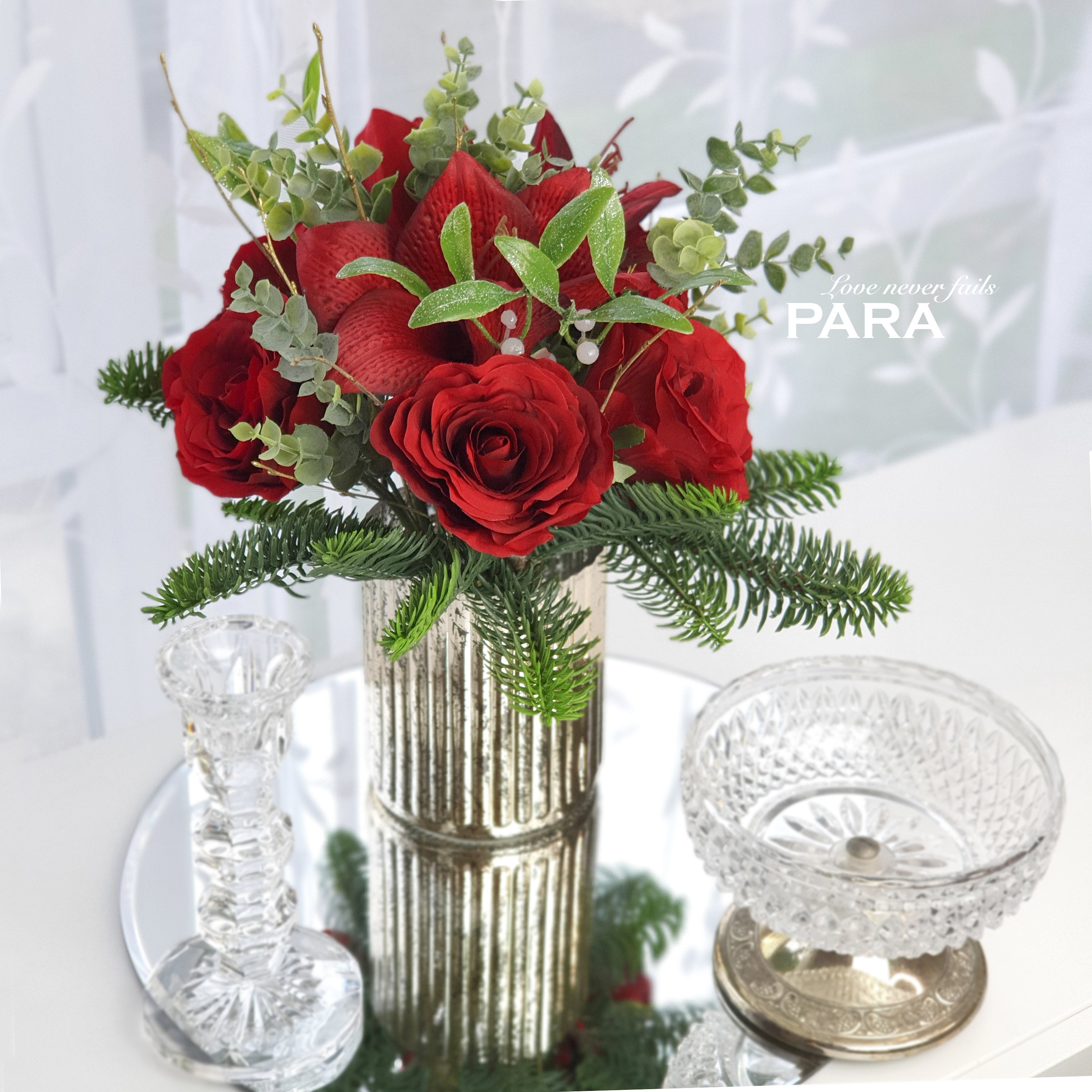 30 Beautiful Christmas Flower Arrangements for a Blooming Holiday: Festive Floral Ideas to Brighten Your Home 12 Luxury Faux Christmas Flower Centerpiece-Artificial Christmas Flower…