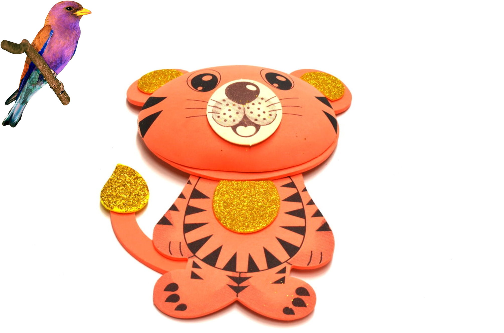 Tiger 3D Glitter Foam Cut Out Party Decorations. L.