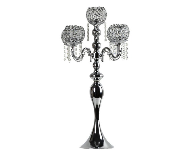 Crystal Bead Candle Holder 5 Arm Candelabra Party Decorations. 27 Inches
