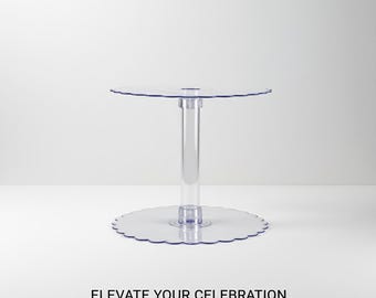 Soporte transparente para cupcakes de 30,5 cm x 25,4 cm de alto / Exhibidor de postres con borde festoneado / Soporte de plástico para pasteles de dos niveles