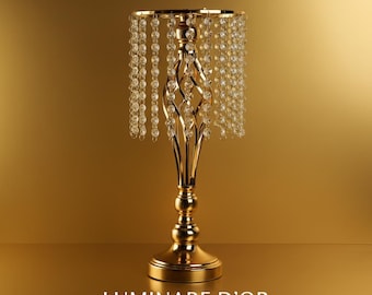 Portavelas colgante de cuentas de cristal – Decoración de mesa para eventos