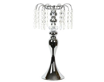 Centro de mesa con portavelas de cristal de 16", decoración colgante con cortina de cristal