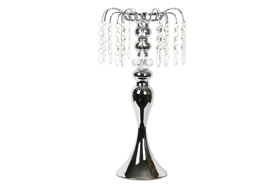 Crystal Candle Holder Centerpiece 16", Hanging Crystal Drape Decor