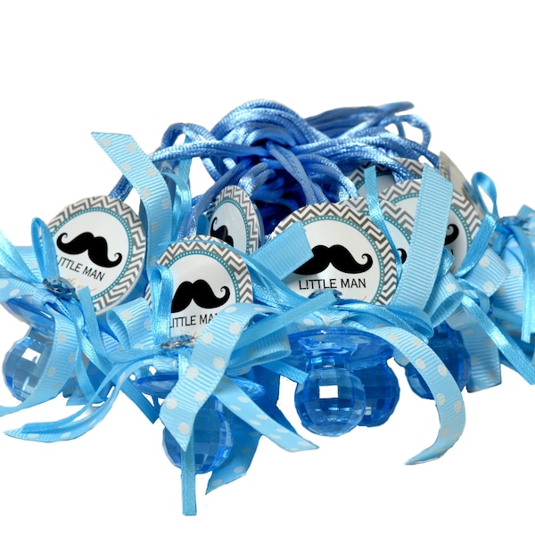 Baby Shower Pacifier Necklaces. Mustache. 24 Pieces.