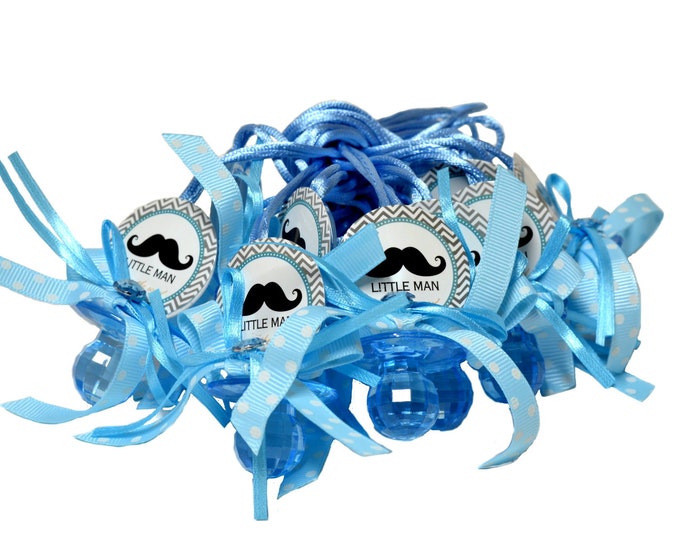 Baby Shower Pacifier Necklaces. Mustache. 24 Pieces.