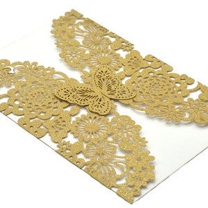 Invitations découpées au laser-invitations à la quinceañera papillon.
