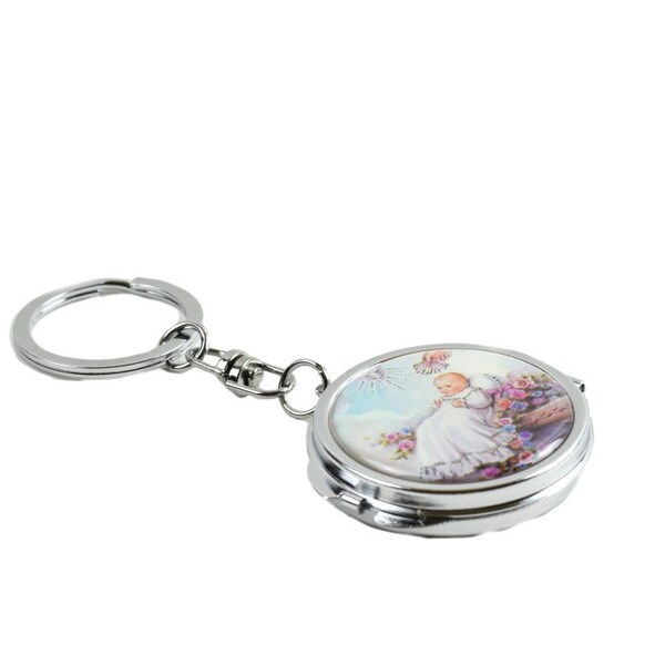 Key Chain-Mini Compact Mirror-Christening Gifts For Boys.