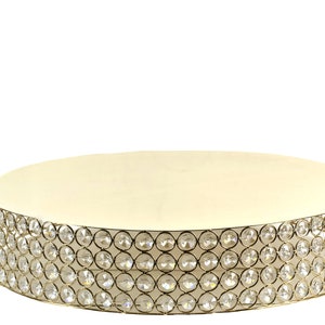 Round Cake Stand Crystal Beads Party Decorations. 17.50 Inches French Gold