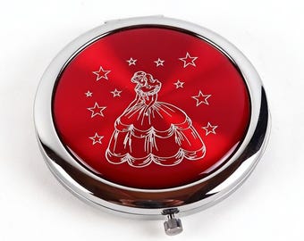 Elegante espejo compacto Mis XV con relieve – Espejo de bolsillo de metal vintage, ideal como regalo.