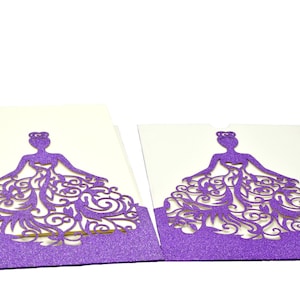 Convite de aniversário de casamento com coroa de corte a laser. 24 peças.