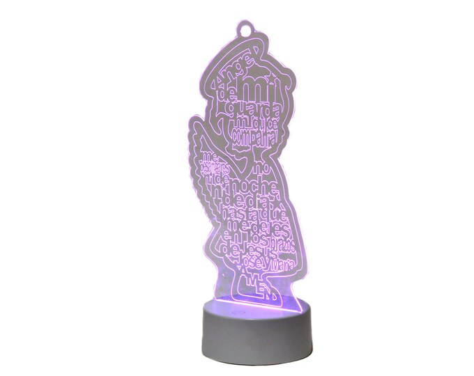 Baptism Centerpieces-Acrylic LED Angle Girl. Spanish version