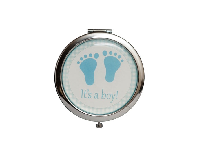 Baby Shower Favors-Mirror Compact Gifts-Baby Foot Symbol