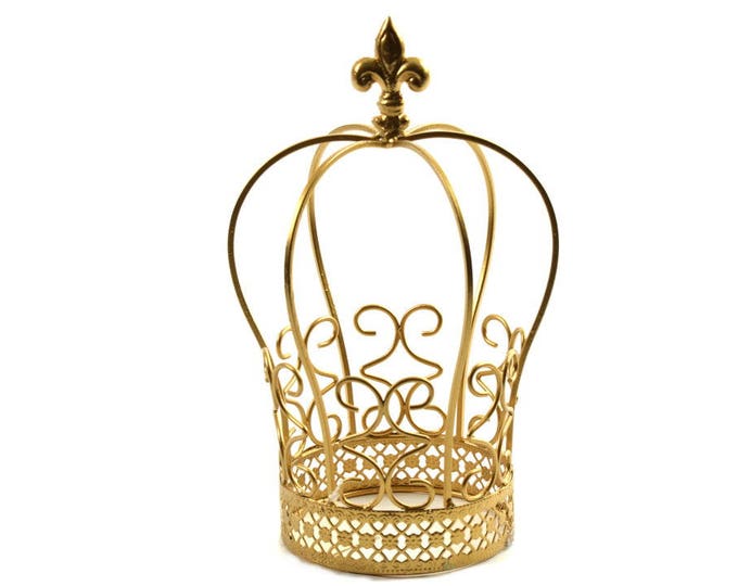 Gold Metal-Crown Cake Toppers. 9.5 Inches