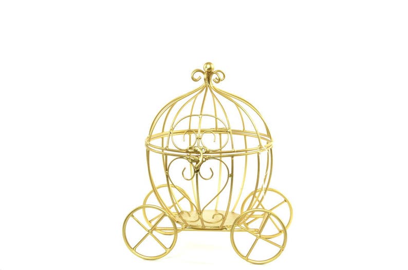Wire Carriage Card Holder-Party Decorations. Gold