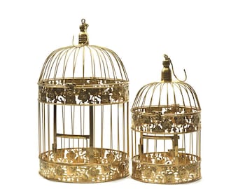 Golden Wedding Bird Cages Centerpieces Decorative Set.
