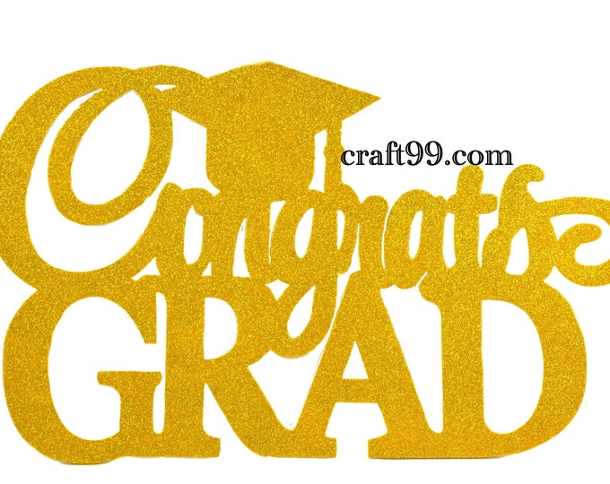 Congrats Grad Glitter EVA Foam Wall Decor Banner. XXL.