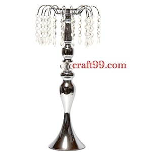 Acrylic Crystal Bead Candle Holder Centerpiece. 19 Inches.