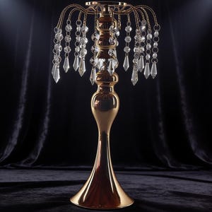 Kristallljusstake mittpunkt 16", hängande kristalldraperidekor bild 17