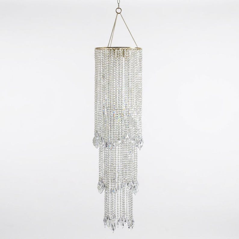 3 Tier Crystal Chandelier Party Décor, Hanging Acrylic Beaded Chandelier image 13