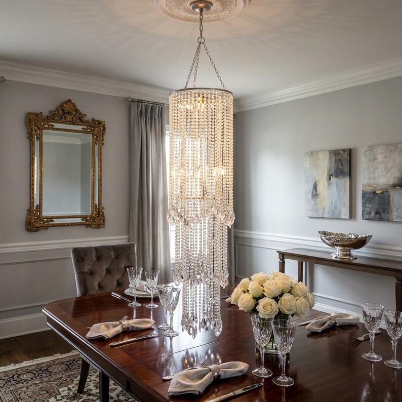 3 Tier Crystal Chandelier Party Décor, Hanging Acrylic Beaded Chandelier image 16