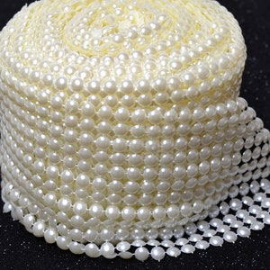 Pearl Mesh Roll Flat Back 8mm Party Decorations. 12 Row.