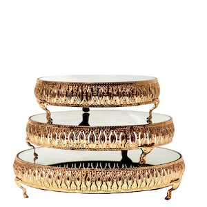 Wedding Cake Stand Mirror Top 3 Pieces Set.
