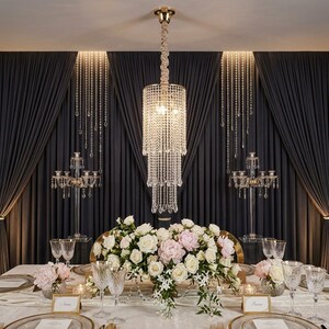 3 Tier Crystal Chandelier Party Décor, Hanging Acrylic Beaded Chandelier image 19