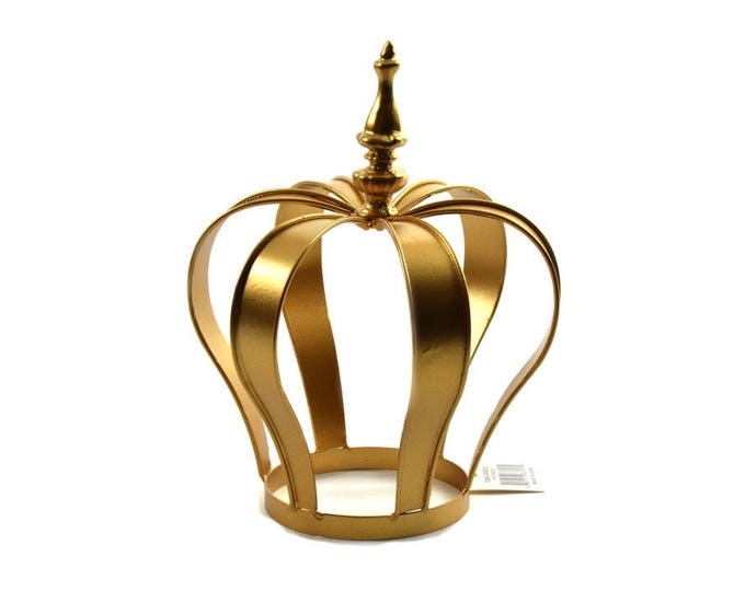 Metal Gold Crown-Cake Topper-Sweet Fifteen-Party Decorations. 9.5 Inches.