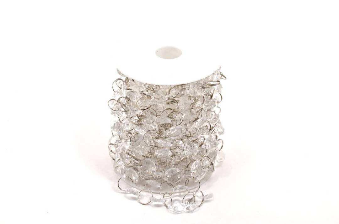 50-Piece Clear Acrylic Crystal Garland For Weddings & Parties - Hanging Decor, Cake Topper, Celebration Banner