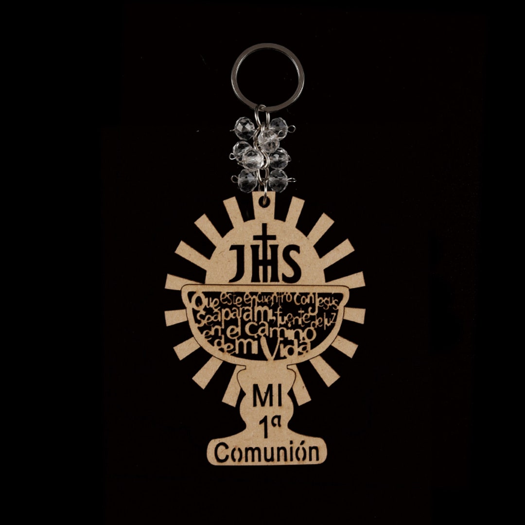 Wood Key Chain Communion Gift. spanish Version - Etsy