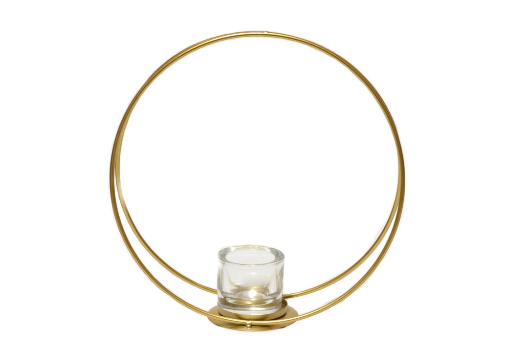 Metal Candle Holder Ring With Glass Home Decor. Etsy