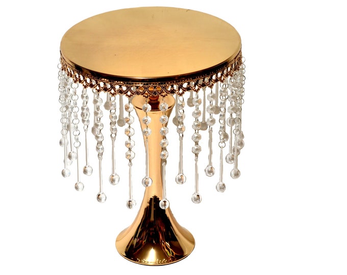 Metal Cake Stand Crystal Draped.