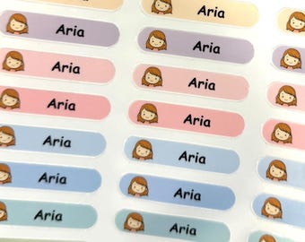 Headshot-tekenfilmetiketten | Etiketten voor kinderopvang | Stickers schoolbenodigdheden | Waterdichte labels | Gepersonaliseerde naamlabel | Label voor dagverzorging