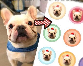 12 st gepersonaliseerde kerststickers voor huisdieren cadeaukaartjes (honden, katten) ronde naamcadeaulabels - feestelijk kerstkaartje aangepaste formaten