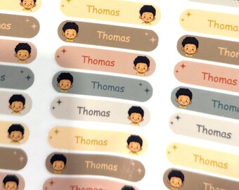 Headshot-tekenfilmetiketten | Etiketten voor kinderopvang | Stickers schoolbenodigdheden | Waterdichte labels | Gepersonaliseerde naamlabel | Label voor dagverzorging