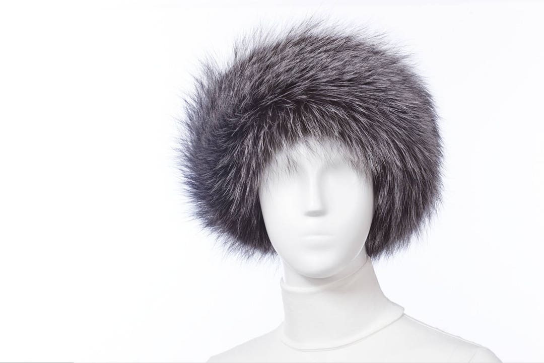 NATURAL Silver Fox Fur Headband - Etsy display picture 1