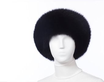 BLACK Fox Fur Headband