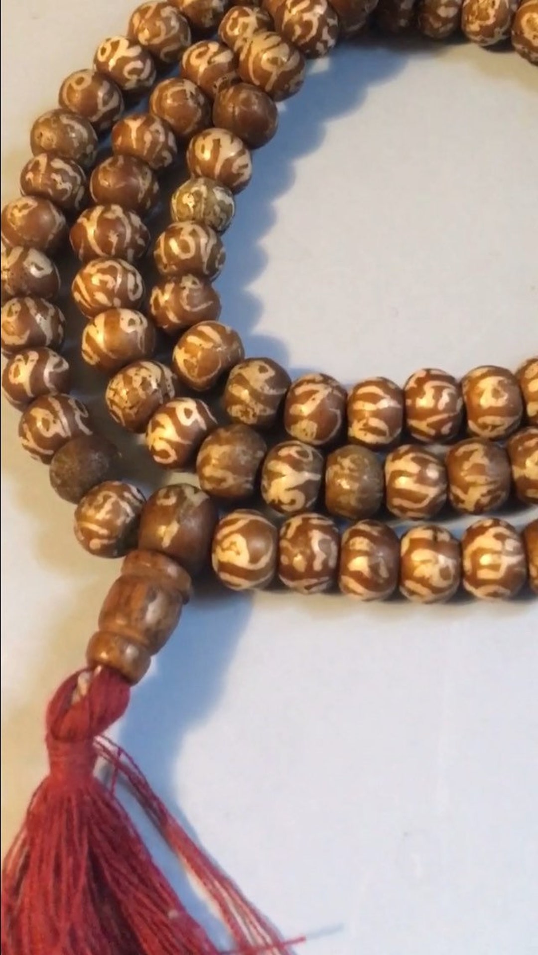 Collar Mala de cuentas de cuerno de Yak con borla tibetana Guru