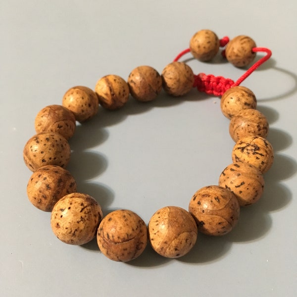 Bodhi Seed 15mm Wrist Mala Bracelet. oga Buddhist Meditation Handmade Sliding Adjustable Knot Nepal Jewelry